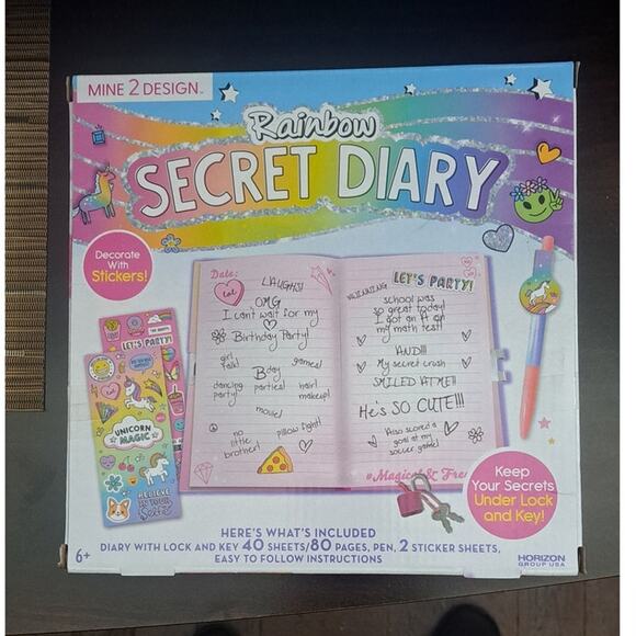 Rainbow Unicorn 80 Page Secret Diary Journal with Lock Key Pen & Stickers - Picture 4 of 8